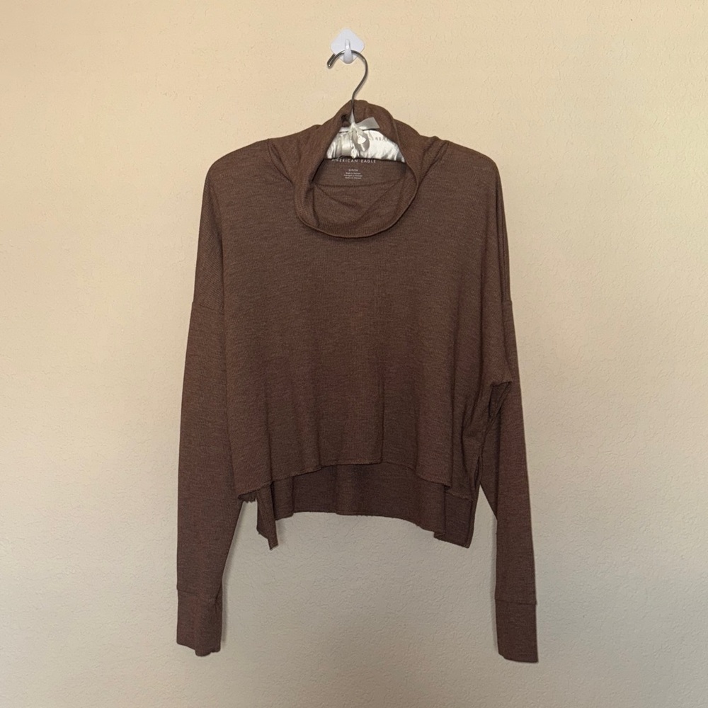 American Eagle Chocolate Brown Cowl Neck Top